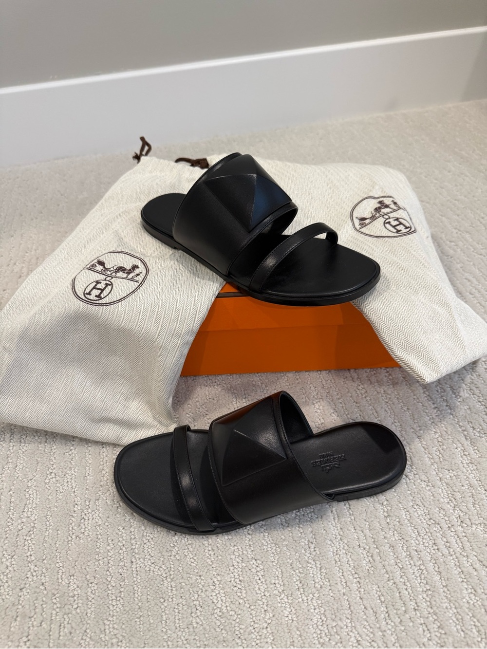 Hermes Caia Sandals black Napa leather size 37 - Picture 2 of 14